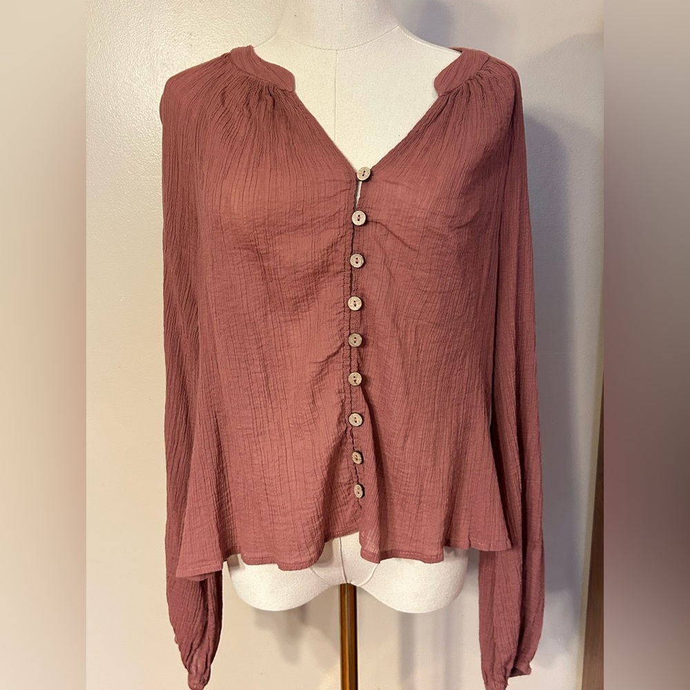 EUC Free People rose blouse Large